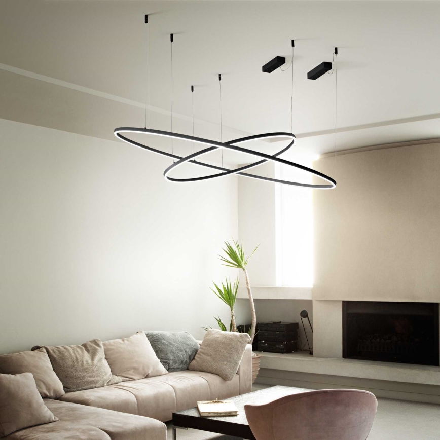 Ideal Lux - ORACLE SLIM LED cable-hung pendant, 37W/230V, 3000K, CRI 90, Ø 70 cm, Black