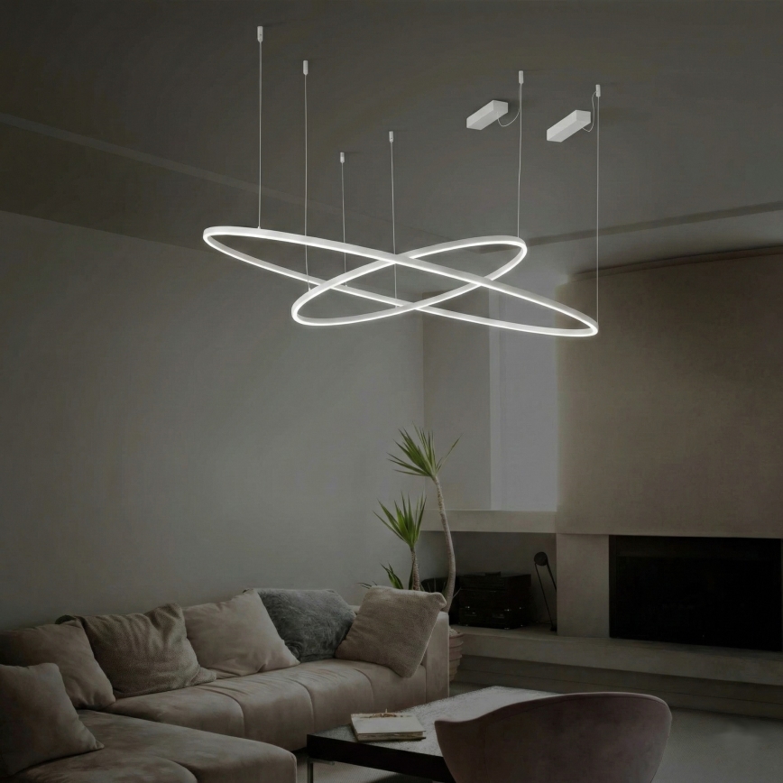 Ideal Lux - ORACLE SLIM LED Cable-suspended Pendant LED/83W/230V 3000K CRI 90 Ø 150 cm White
