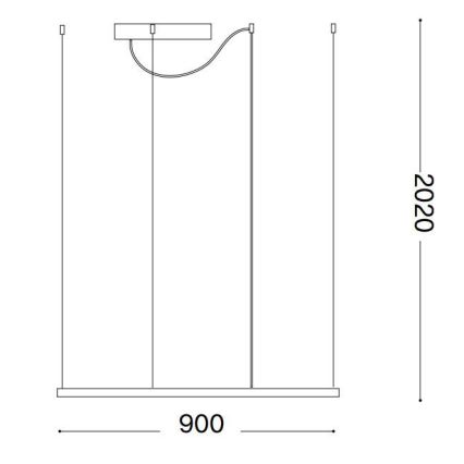Ideal Lux - LED cable-suspended pendant ORACLE SLIM LED/53W/230V 3000K CRI 90 90x90 cm black
