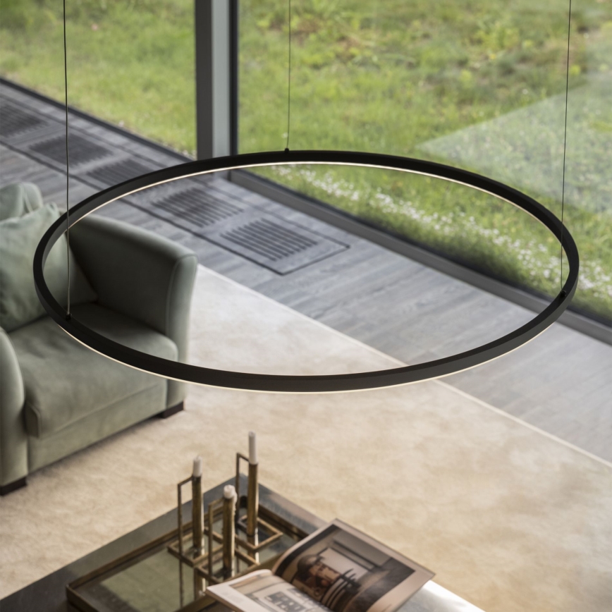 Ideal Lux - ORACLE SLIM Cable-Suspended LED Pendant, 29W/230V, 2700K (warm white), CRI 90, Ø 50 cm, Black