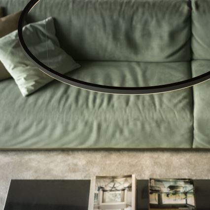 Ideal Lux - ORACLE SLIM Cable-Suspended LED Pendant, 29W/230V, 2700K (warm white), CRI 90, Ø 50 cm, Black