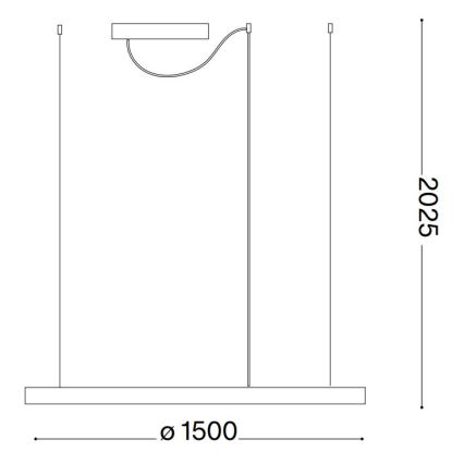 Ideal Lux - ORACLE SLIM Cable-Suspended LED Pendant, 29W/230V, 2700K (warm white), CRI 90, Ø 50 cm, Black
