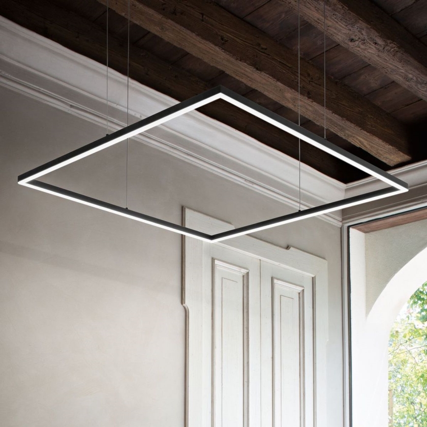 Ideal Lux - ORACLE SLIM LED Cable-Suspended Pendant, 44W, 230V, 3000K, CRI 90, 70x70 cm, black