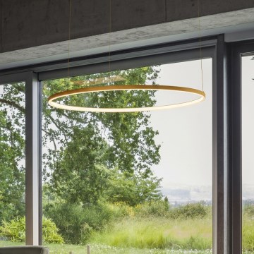 Ideal Lux - ORACLE SLIM LED Cable-Suspended Pendant LED/37W/230V 4000K CRI 90 Ø 70 cm Gold