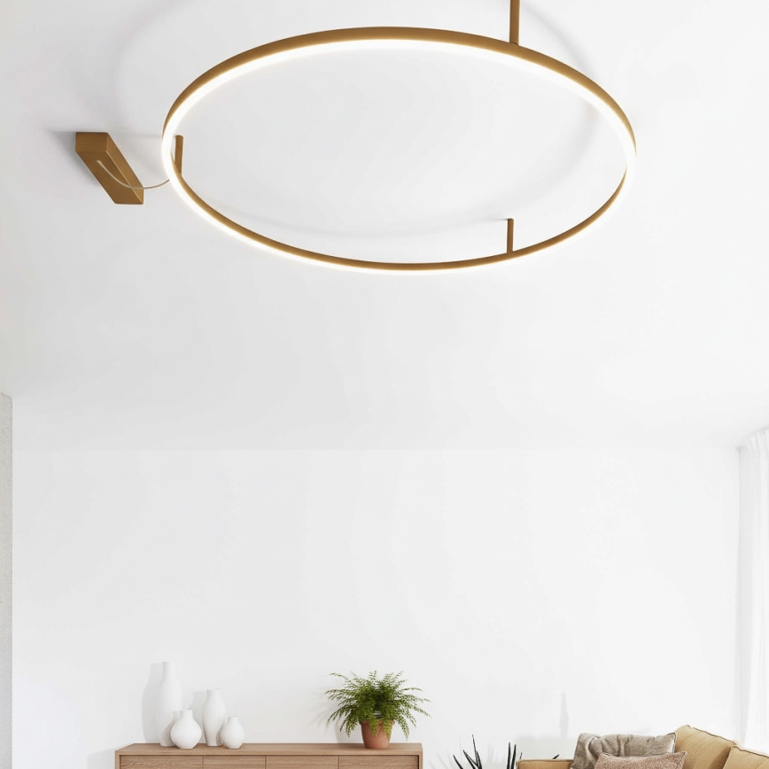 Ideal Lux - ORACLE SLIM LED Ceiling Light 53W 230V 3000K CRI 90 Ø 90 cm, gold