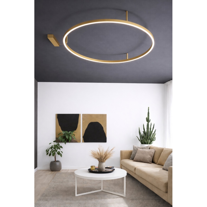 Ideal Lux - ORACLE SLIM LED Ceiling Light LED/53W/230V, 3000K, CRI 90, Ø 90 cm, Gold