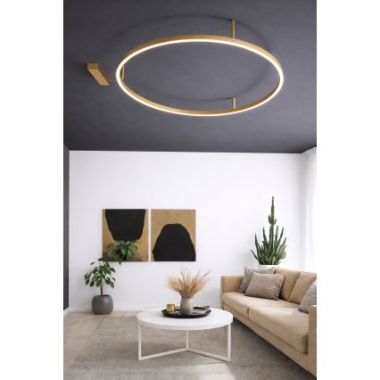 Ideal Lux - ORACLE SLIM LED Ceiling Light 81W/230V 3000K CRI 90, diameter 150 cm, gold