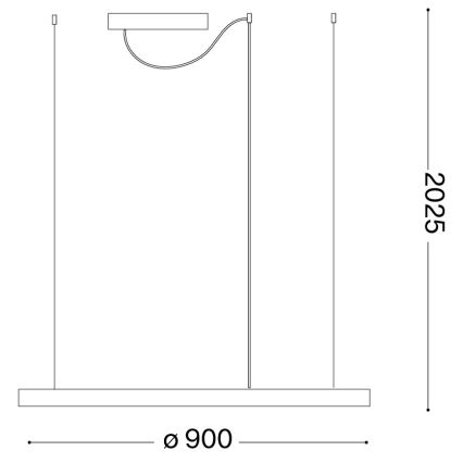 Ideal Lux - ORACLE SLIM LED Cable-Suspended Pendant 53W/230V, 4000K (CRI 90), Ø 90 cm, Gold