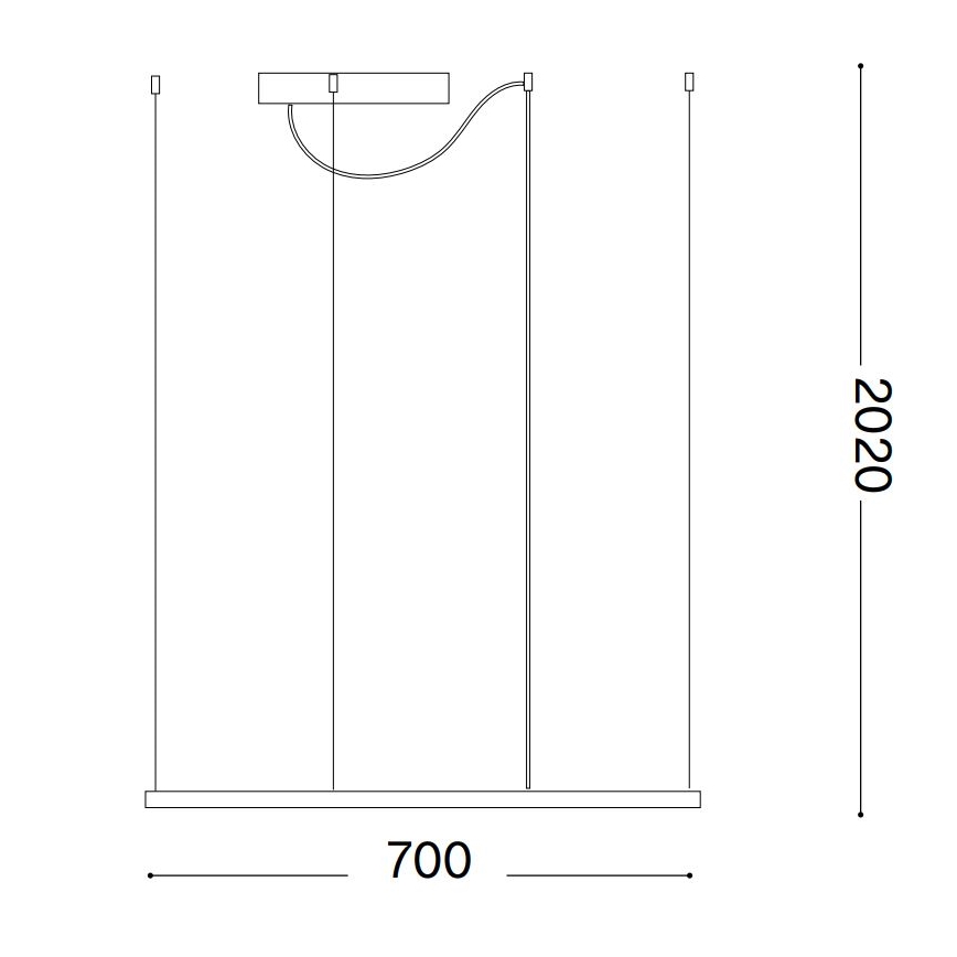 Ideal Lux - ORACLE SLIM LED Cable-Suspended Pendant, 44W, 230V, 3000K, CRI 90, 70x70 cm, black