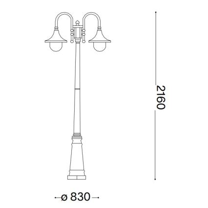 Ideal Lux - Outdoor lamp CIMA 2xE27/52W/230V 216 cm IP43 patina