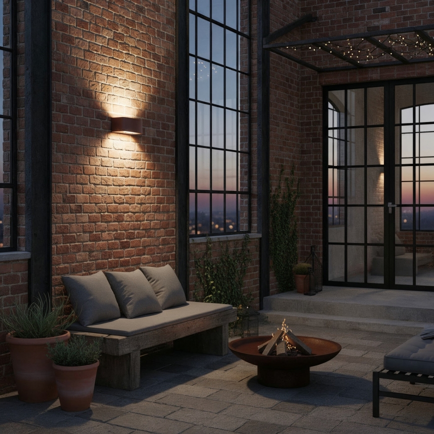 Ideal Lux - Outdoor wall light ANDROMEDA 1xE27/60W/230V IP55 brown