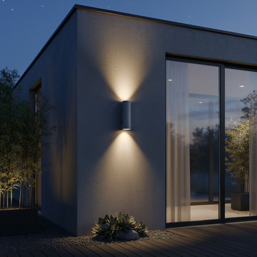 Ideal Lux - Outdoor wall light GUN 1xGU10/35W/230V 21 cm IP44 gray