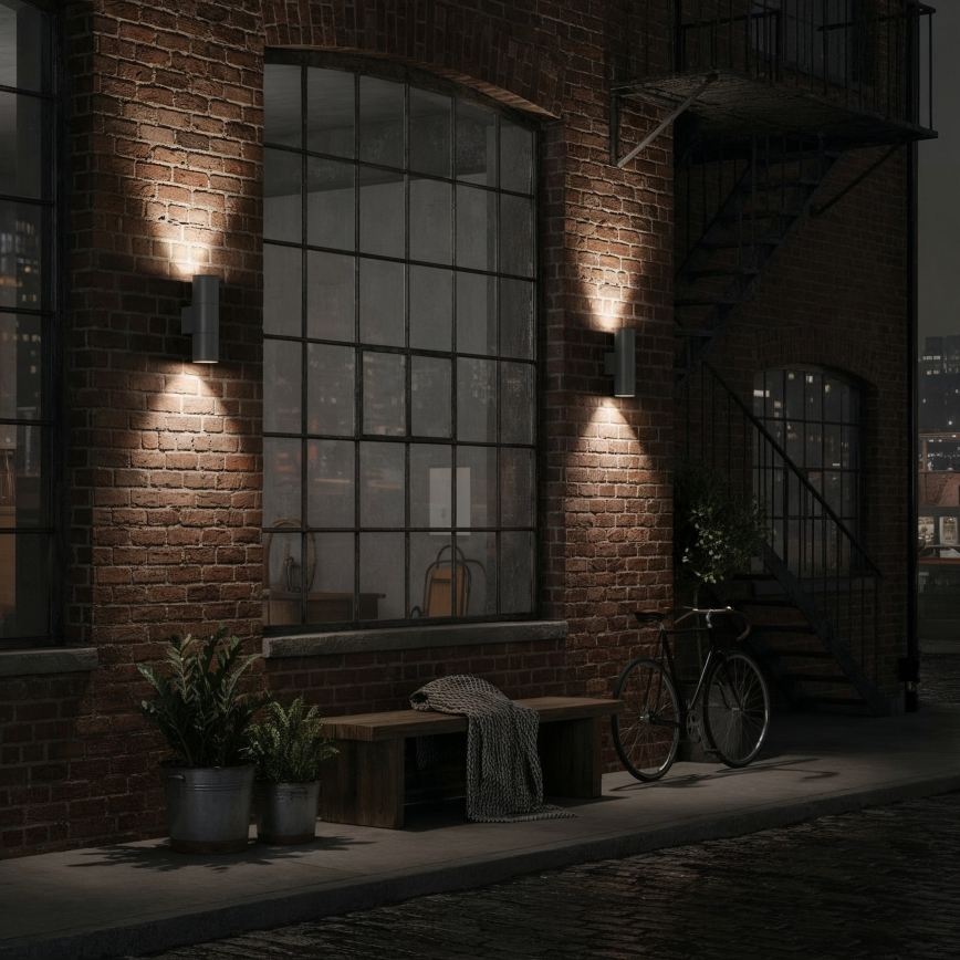 Ideal Lux - Outdoor wall light GUN 2xGU10/35W/230V IP44 anthracite