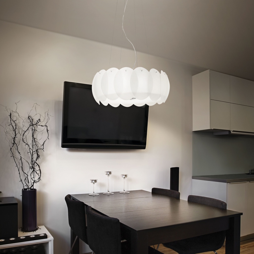 Ideal Lux - OVALINO Cable Pendant 8xE27/60W/230V Ø 55 cm White