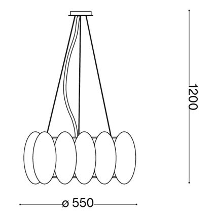 Ideal Lux - OVALINO Cable Pendant 8xE27/60W/230V Ø 55 cm White