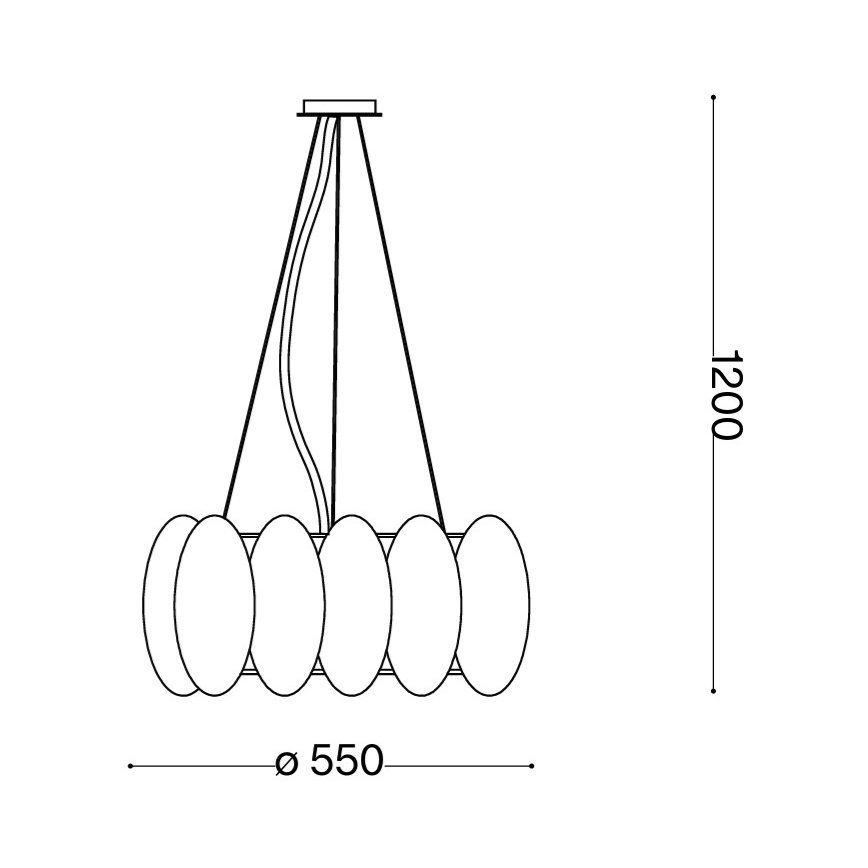 Ideal Lux - OVALINO Cable Pendant 8xE27/60W/230V Ø 55 cm White
