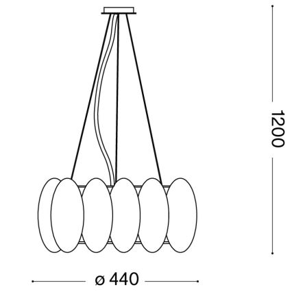 Ideal Lux - OVALINO cable pendant chandelier 5x E27/60W/230V Ø 44 cm white