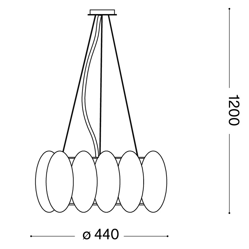 Ideal Lux - OVALINO cable pendant chandelier 5x E27/60W/230V Ø 44 cm white