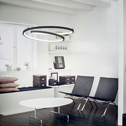 Ideal Lux - Dimmable Cable-Suspended LED Chandelier OZ LED/55W/230V, Ø 80 cm, CRI 90, Black