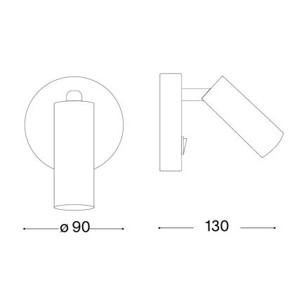Ideal Lux - PAGE LED Wall-Mounted Spotlight, 3W, 230V, CRI 90, Black