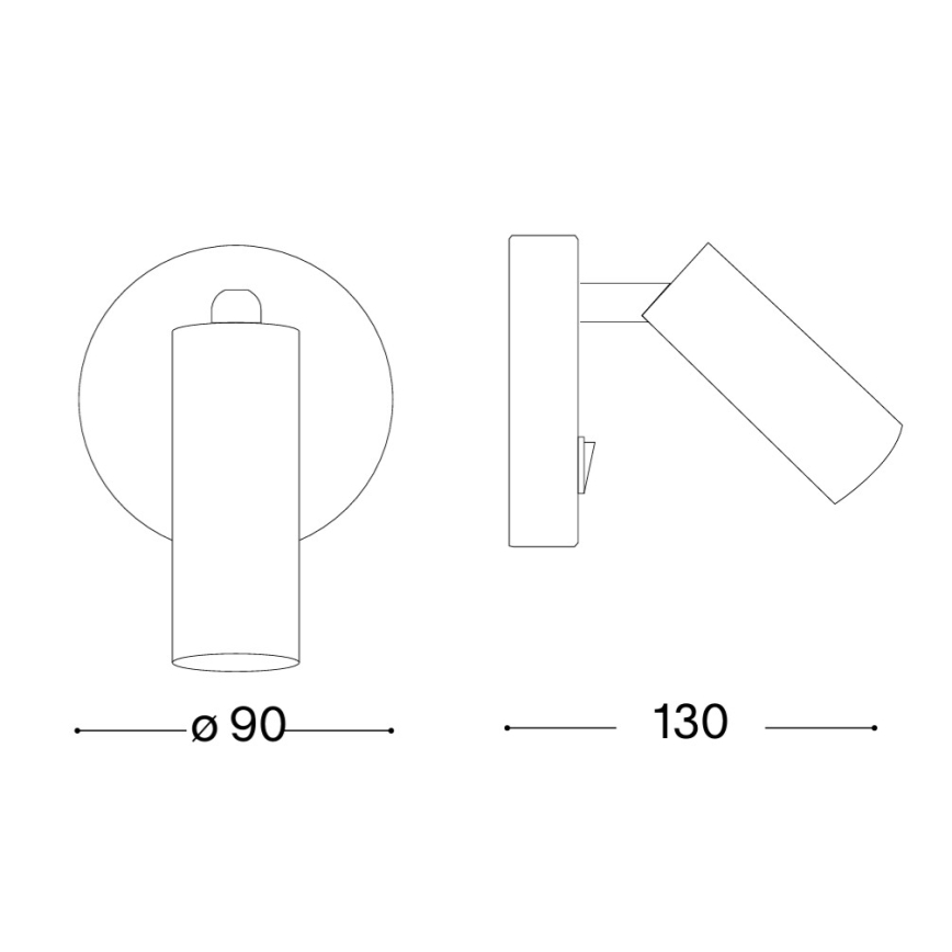 Ideal Lux - PAGE LED Wall-Mounted Spotlight, 3W, 230V, CRI 90, Black