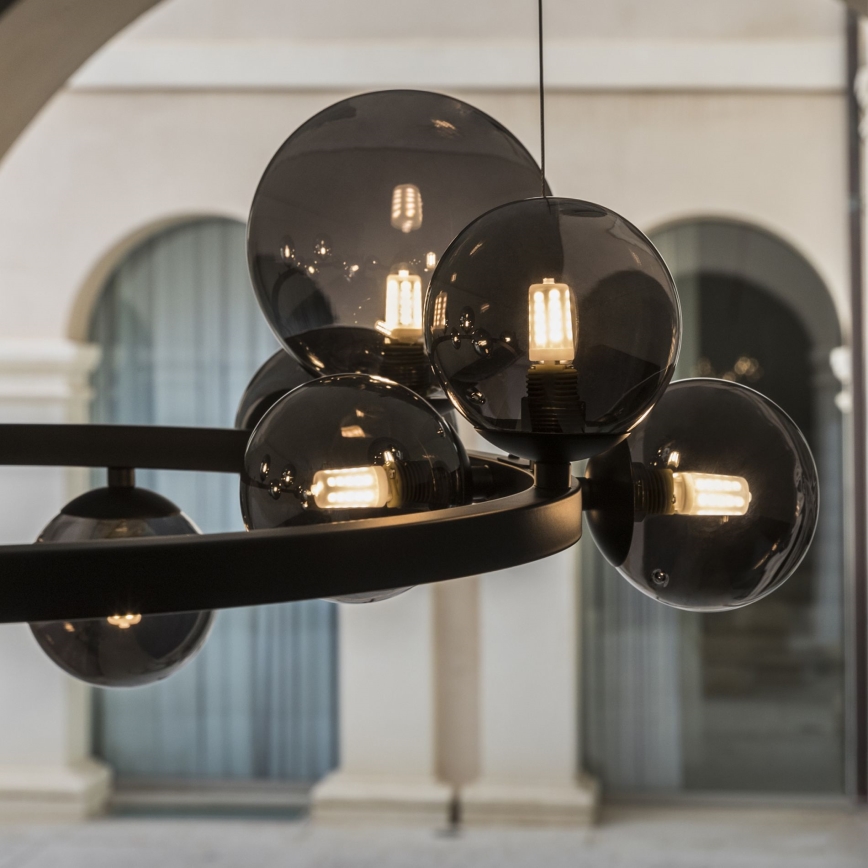 Ideal Lux - PERLAGE LED cable pendant 14xG9/3W/230V Ø 85 cm Black/Smoky Black