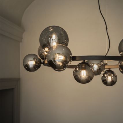 Ideal Lux - PERLAGE LED cable pendant 14xG9/3W/230V Ø 85 cm Black/Smoky Black