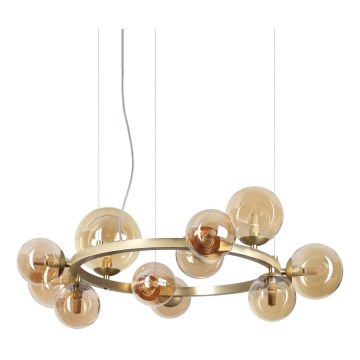 Ideal Lux - PERLAGE LED cable-suspended chandelier 11xG9/3W/230V Ø73 cm gold/smoky beige