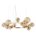 Ideal Lux - PERLAGE LED cable-suspended chandelier 14xG9/3W/230V Ø85 cm gold/smoky beige