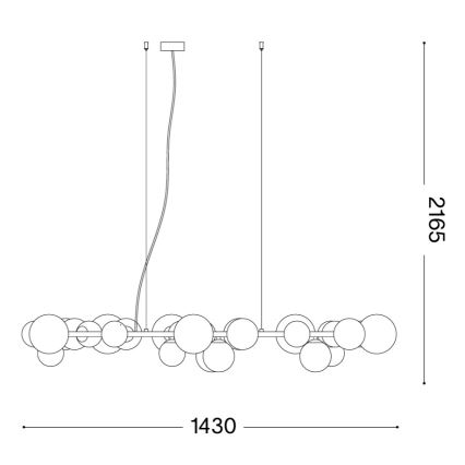 Ideal Lux - PERLAGE LED cable-suspended chandelier 30xG9/3W/230V 143 cm gold/smoked beige