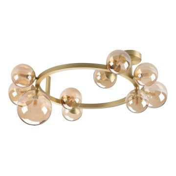 Ideal Lux - PERLAGE LED Flush-Mount Chandelier 10xG9/3W/230V, diam. 70 cm, Gold / Smoky Beige