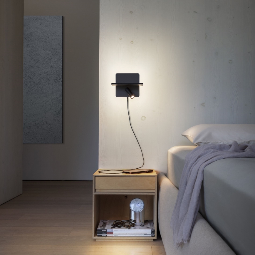 Ideal Lux - PIANO LED wall-mounted spotlight LED/10W/230V CRI 90 USB Black