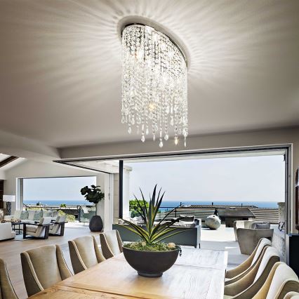 Ideal Lux - RAIN Crystal Ceiling Light 3xE14/40W/230V, Polished Chrome