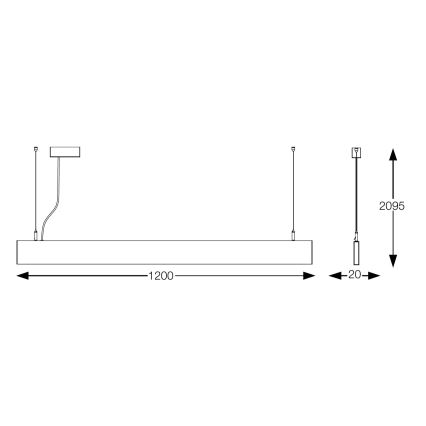 Ideal Lux - STEEL LED Cable Pendant Light, 29W, 230V, 4000K, CRI 90, 120 cm, Black