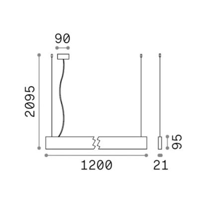 Ideal Lux - STEEL LED Cable-Suspended Pendant, 29W/230V, 3000K, CRI 90, 120 cm, Black