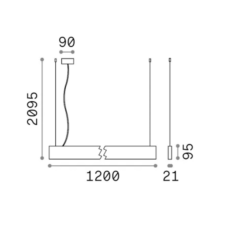 Ideal Lux - STEEL LED Cable-Suspended Pendant, 29W/230V, 3000K, CRI 90, 120 cm, Black