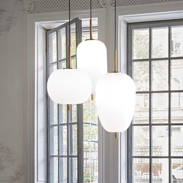 Ideal Lux - UMILE LED Cable Pendant, 55W/230V, Ø63 cm, CRI 90, Brass/White