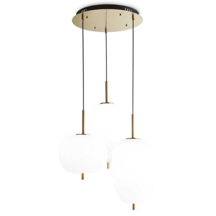 Ideal Lux - UMILE LED Cable Pendant, 55W/230V, Ø63 cm, CRI 90, Brass/White