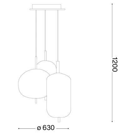 Ideal Lux - UMILE LED Cable Pendant, 55W/230V, Ø63 cm, CRI 90, Brass/White