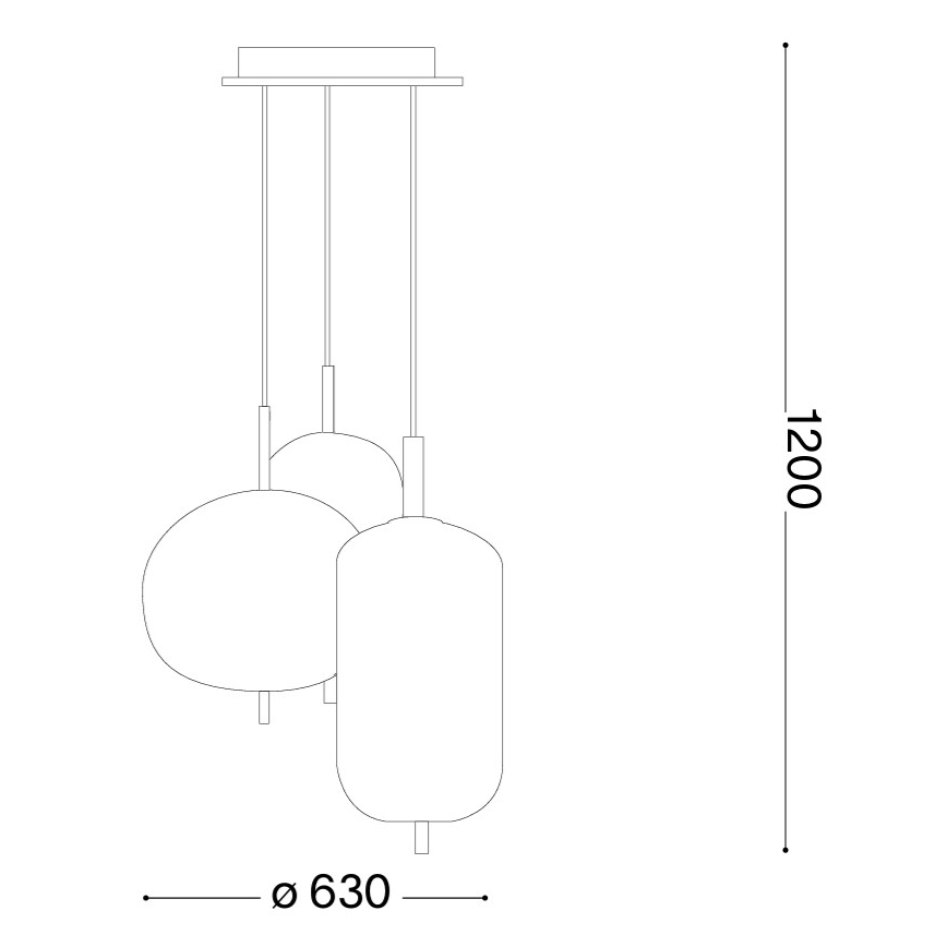 Ideal Lux - UMILE LED Cable Pendant, 55W/230V, Ø63 cm, CRI 90, Brass/White