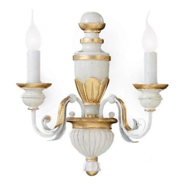 Ideal Lux - Wall lamp FIRENZE 2xE14/40W/230V white/gold