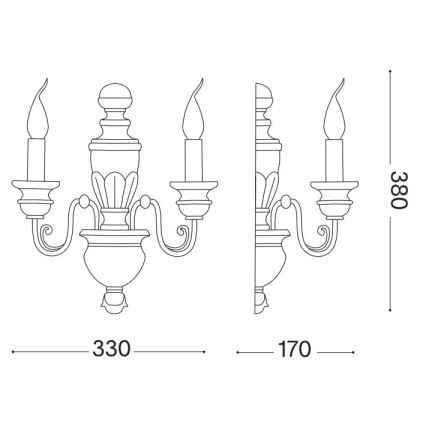Ideal Lux - Wall lamp FIRENZE 2xE14/40W/230V white/gold