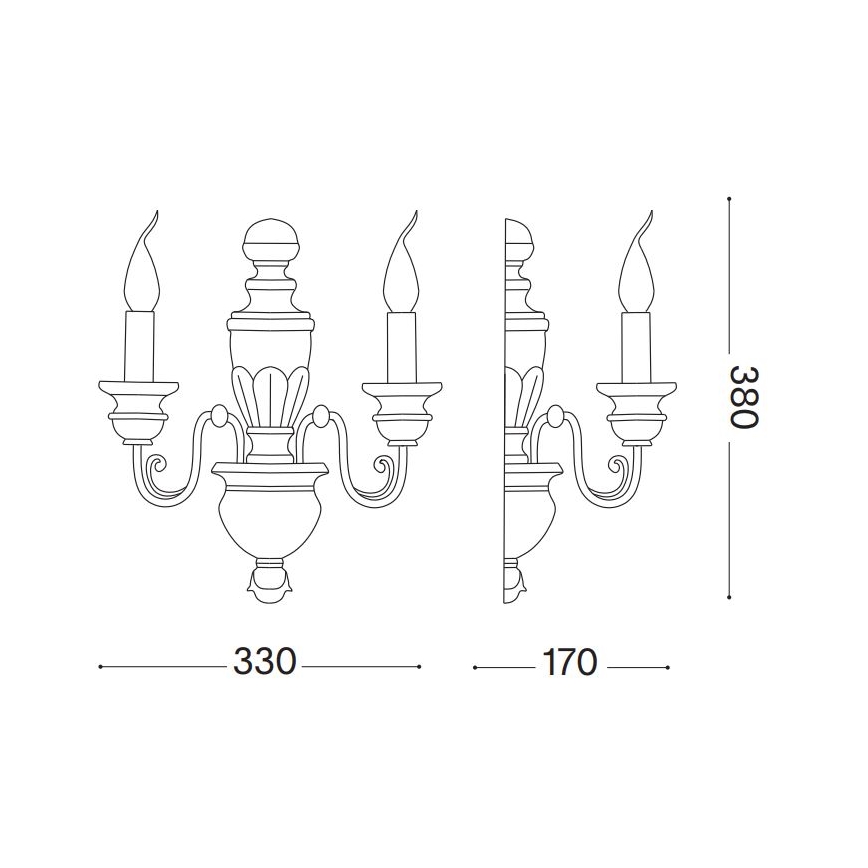 Ideal Lux - Wall lamp FIRENZE 2xE14/40W/230V white/gold