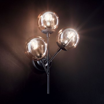Ideal Lux - Wall lamp KEPLER 3xE27/42W/230V black/smoky