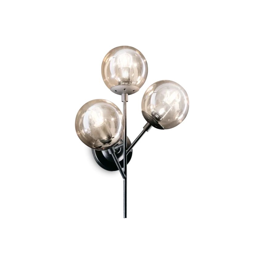Ideal Lux - Wall lamp KEPLER 3xE27/42W/230V black/smoky