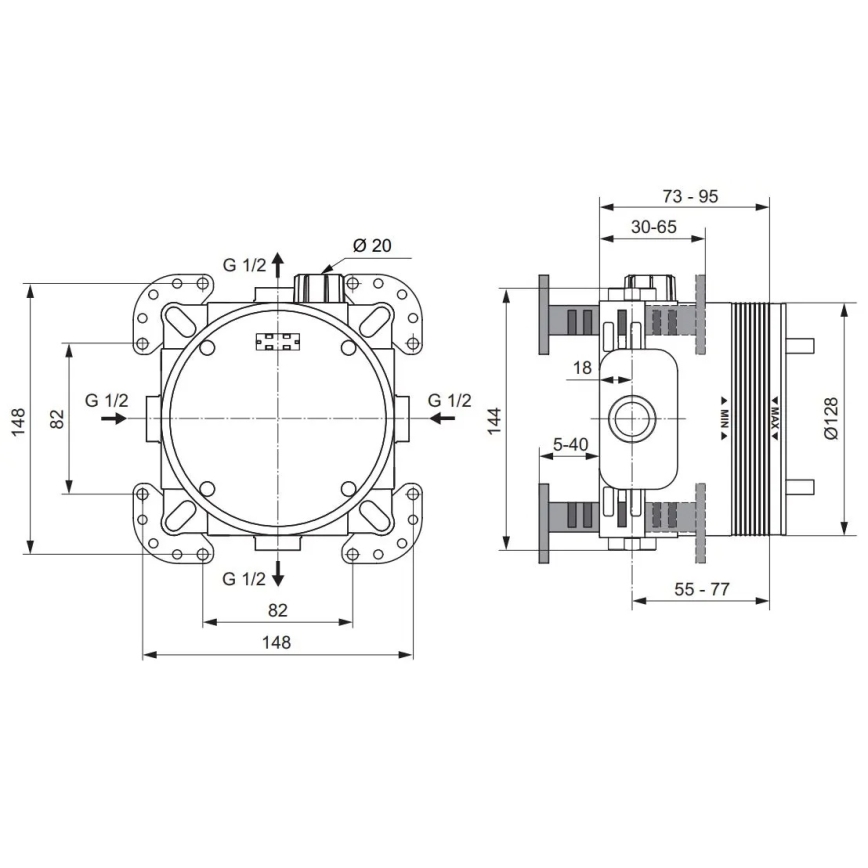 Ideal Standard A1000NU - BUILT-IN installation body for concealed faucets, blue