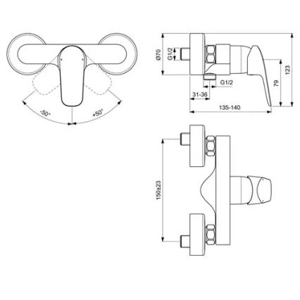 Ideal Standard B1720AA - CERAFLEX Shower Mixer, Polished Chrome