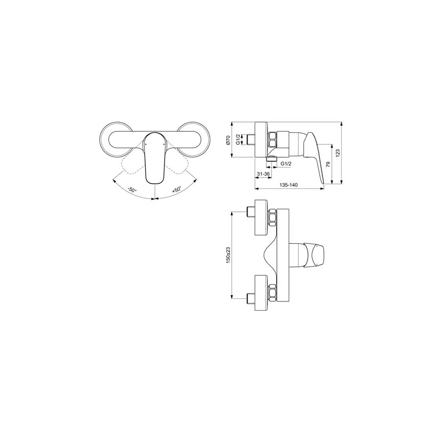 Ideal Standard B1720AA - CERAFLEX Shower Mixer, Polished Chrome