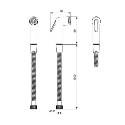 Ideal Standard BC180AA - IDEALSPRAY Handheld Bidet Sprayer, 150 cm, Polished Chrome