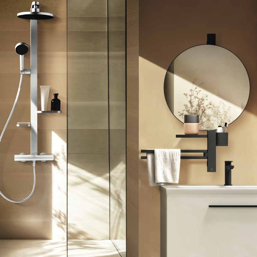 Ideal Standard BD583SI - Shower set with CERATHERM ALU+ thermostatic mixer, matt chrome